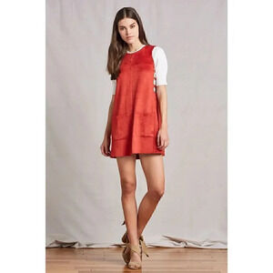 Tularosa Abbot Sleeveless Faux Suede Shift Mini Dress in Clay Orange Red Size Sm